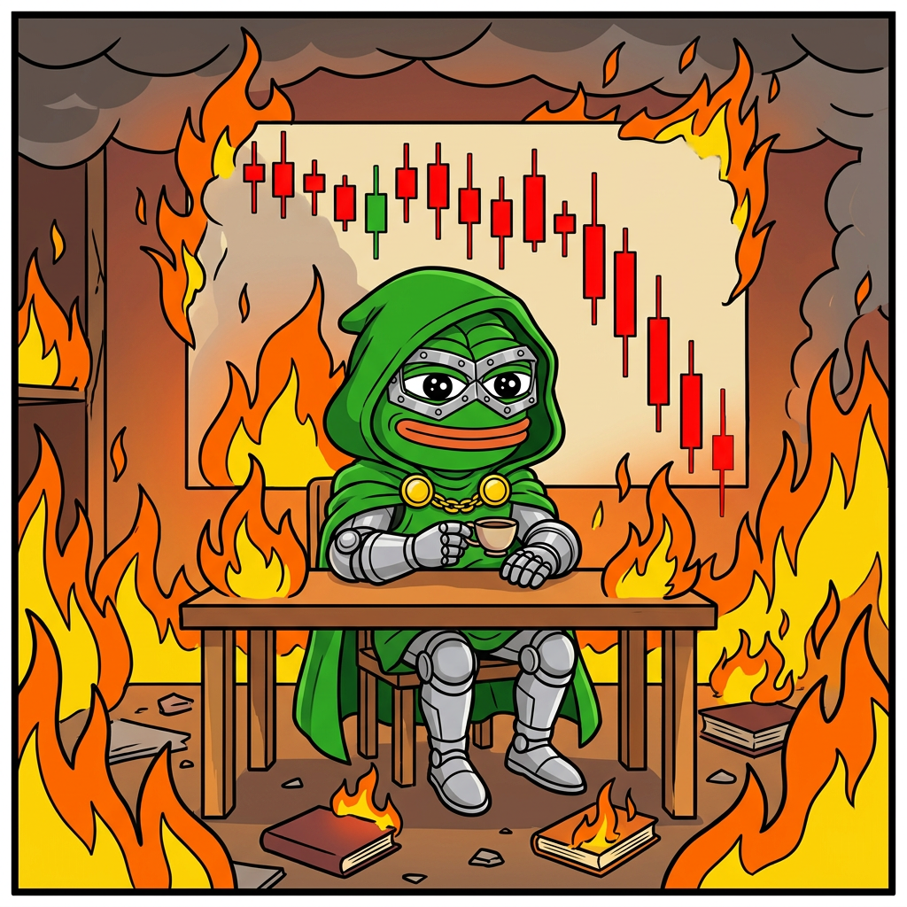 $DOOM community meme: This Is Fine, Chart Is Not