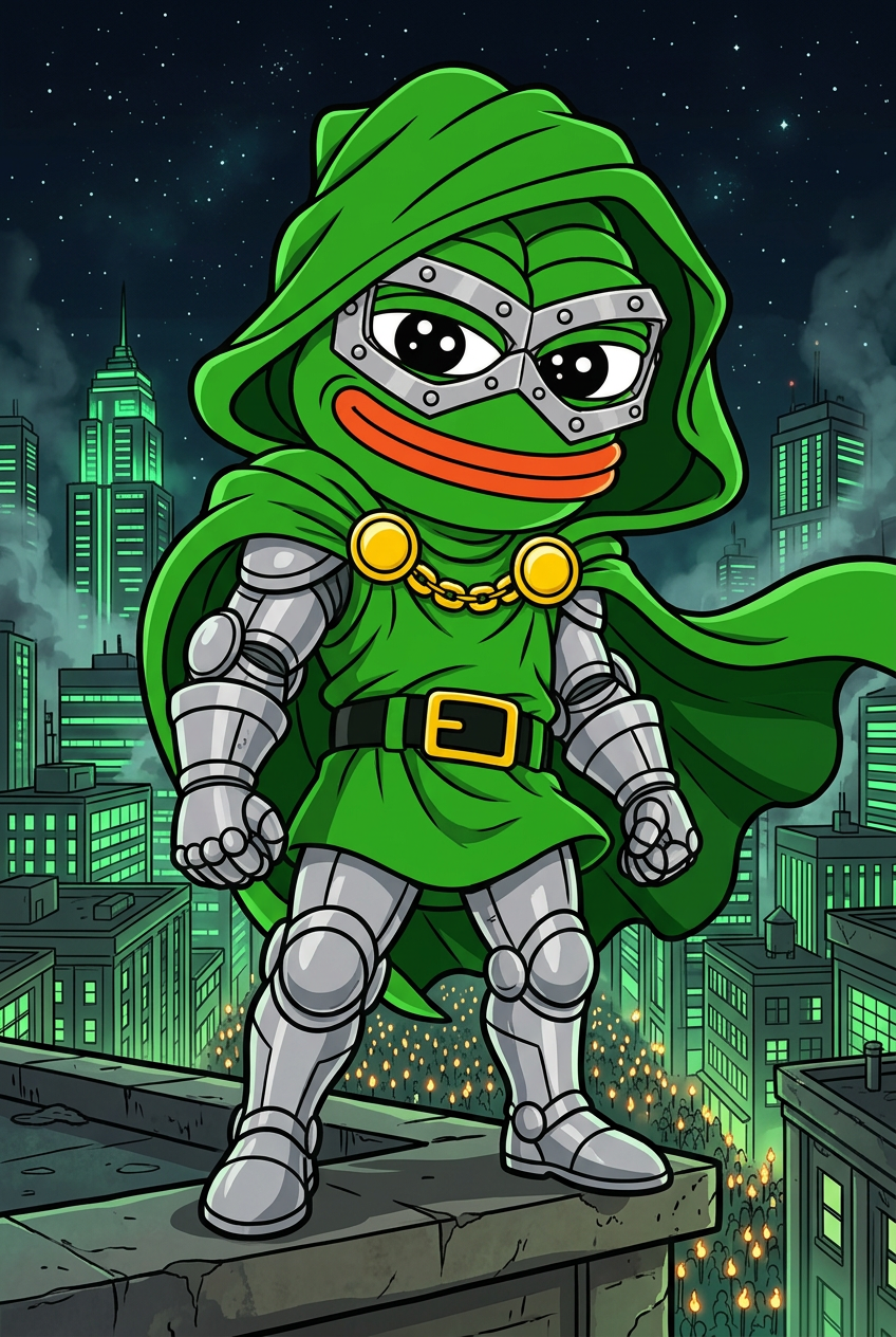 Pepe Doom alone on the ruined battlefield after the Doom Legion is defeated
